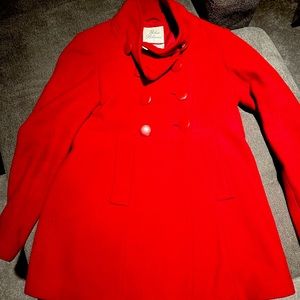 Wool blend red peacoat.